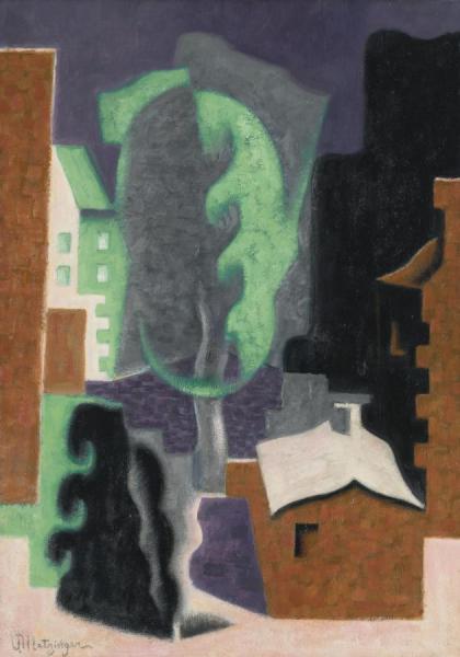 Paysage Avec Arbre Et Maisons by Jean Metzinger