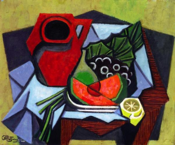 Red Pitcher, Slices Of Melon And Lemon by Jean Metzinger