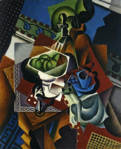 Still Life: Playing Cards, Coffee Cup And Apples by Jean Metzinger