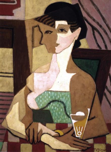 Woman, Depicted Facing And In Profile, With Glass by Jean Metzinger
