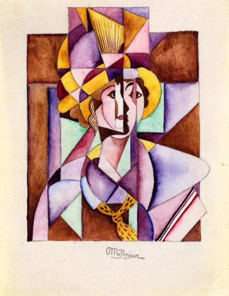 Woman In A Plumed Hat by Jean Metzinger