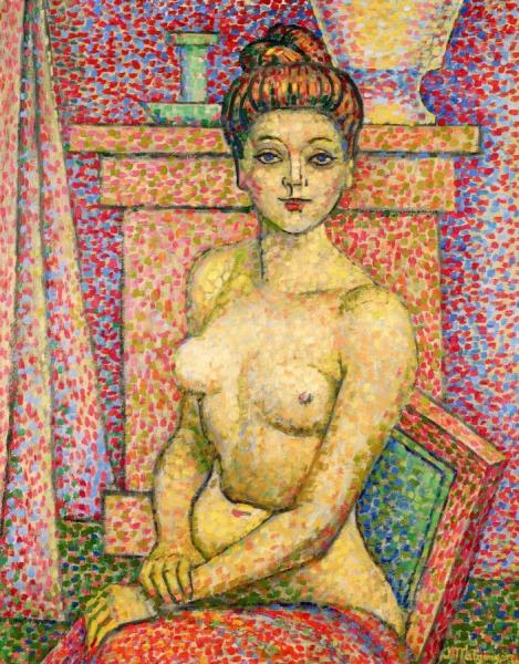 Woman With Bun, Seated by Jean Metzinger