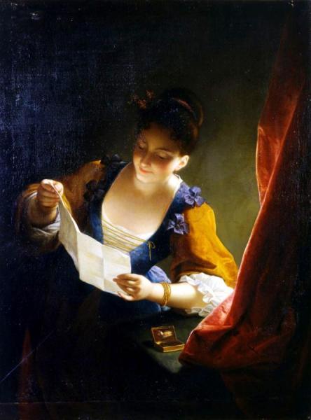 Young Woman Reading A Letter by Jean Raoux