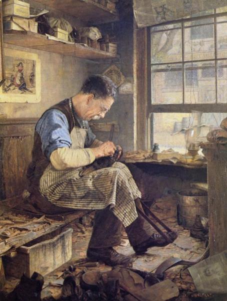 The Shoemaker by Jefferson David Chalfant Oil Painting Reproductions