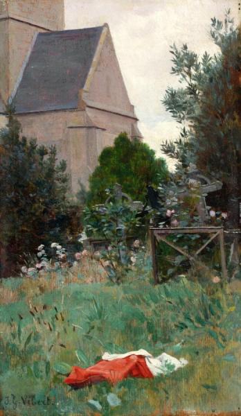 A Country Churchyard by Jehan Georges Vibert