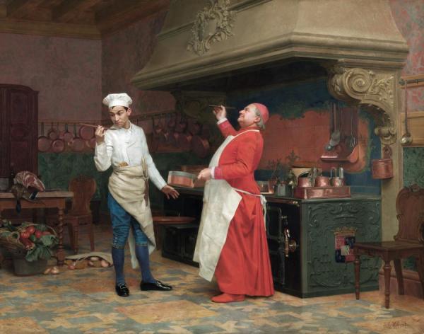 A Marvelous Sauce by Jehan Georges Vibert Oil Painting Reproductions