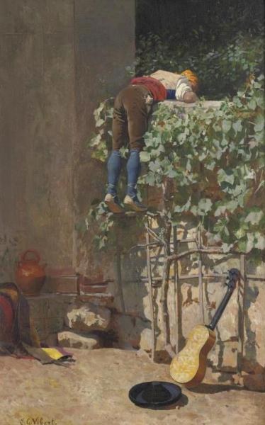 Sneaking A Peek by Jehan Georges Vibert