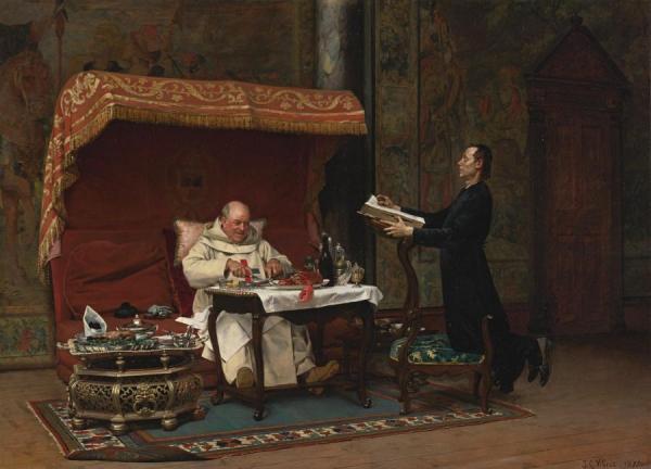 The Canon's Dinner by Jehan Georges Vibert Oil Painting Reproductions