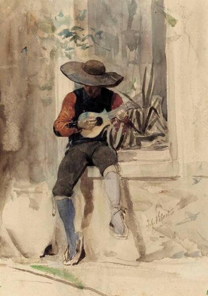 The Guitar Player by Jehan Georges Vibert