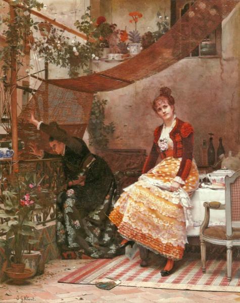 Why Comes He Not ? by Jehan Georges Vibert