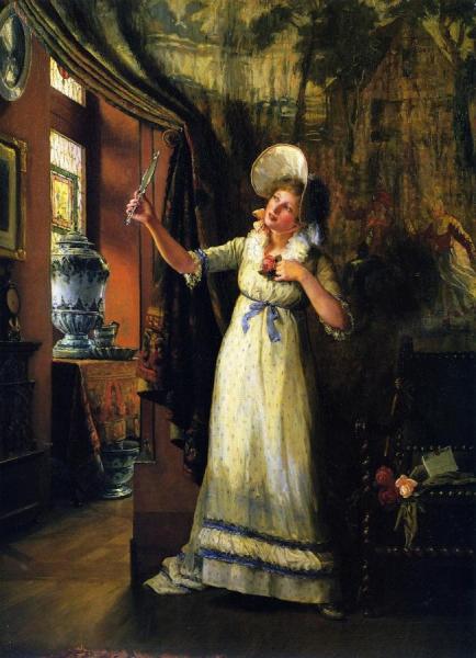 In Anticipation Of The Invitation by Jennie Brownscombe