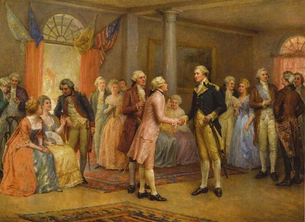 Washington Greeting Lafayette At Mount Vernon, 1784 by Jennie Brownscombe