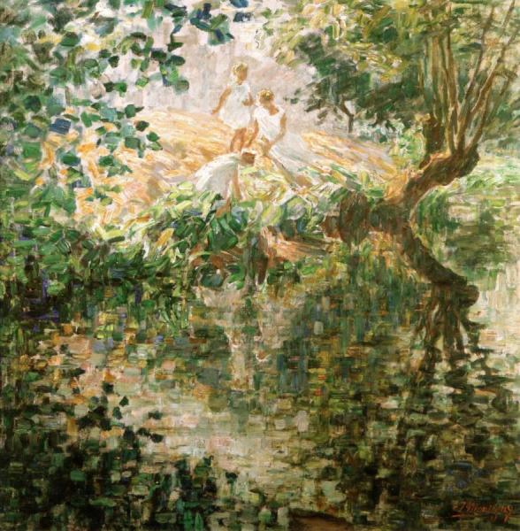 Girls Playing By The River by Jenny Montigny