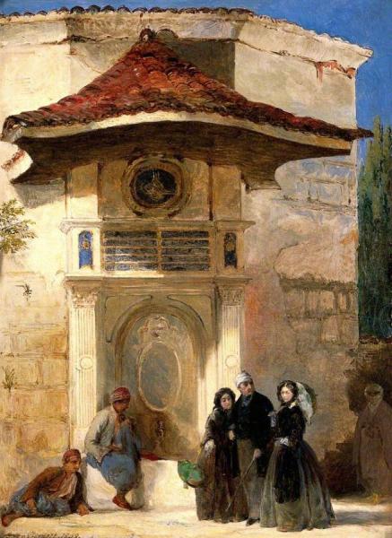 Florence Nightingale With Charles Holte Bracebridge And Selina Bracebridge In A Turkish Street by Jerry Barrett Oil Painting Reproductions