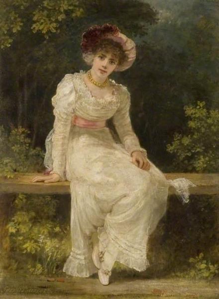 Jerry Barrett Lady Seated In A Garden