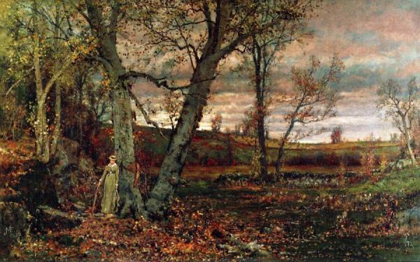 Woman At The Edge Of The Woods by Jervis Mcentee