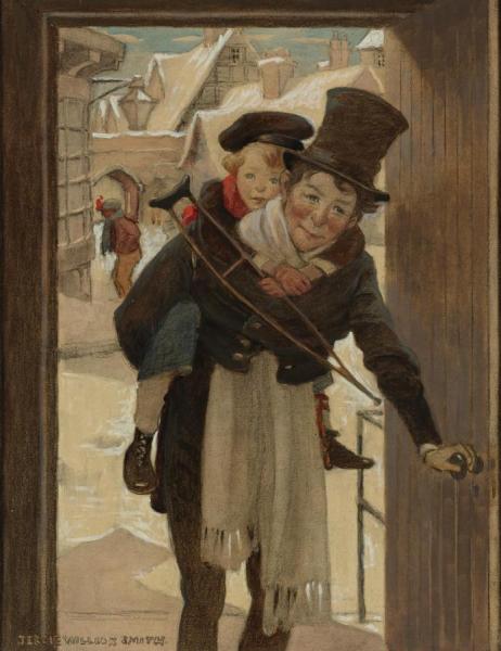 Jessie Willcox Smith Tiny Tim And Bob Cratchit On Christmas Day (study)