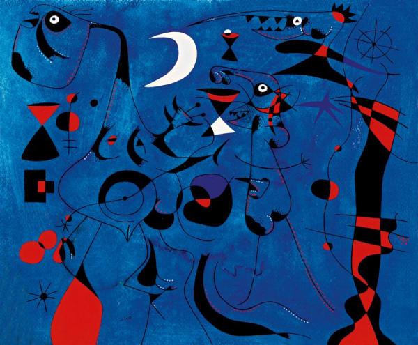 Figures At Night Guided By The Phosphorescent Tracks Of Snails by Joan Miró