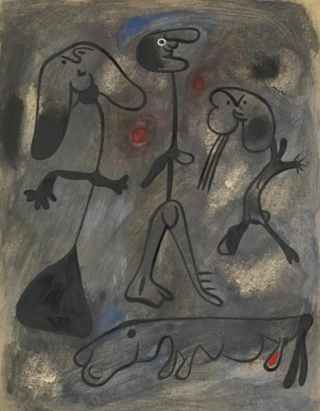 Figures Et Chien by Joan Miró