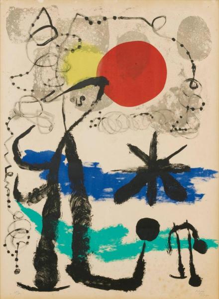 Le Voyageur Triste. Lithographie Originale En Couleurs. 1955. by Joan Miró