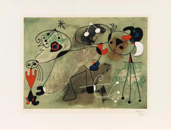 Lithographie Originale En Couleurs,1950 by Joan Miró