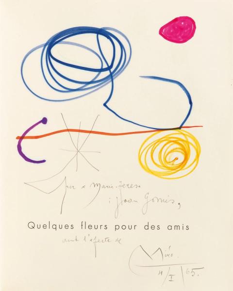 Quelques Fleurs Pour Des Amis. Paris, Societe Internationale D'art Xxeme Siecle by Joan Miró