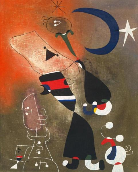 Women And Bird In The Moonlight by Joan Miró