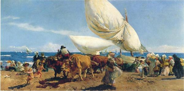 Arrival Of The Fishing Boats On The Beach, Valencia by Joaquín Sorolla