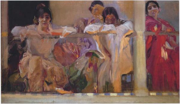 Artist's Patio, Cafe Novedades, Seville by Joaquín Sorolla