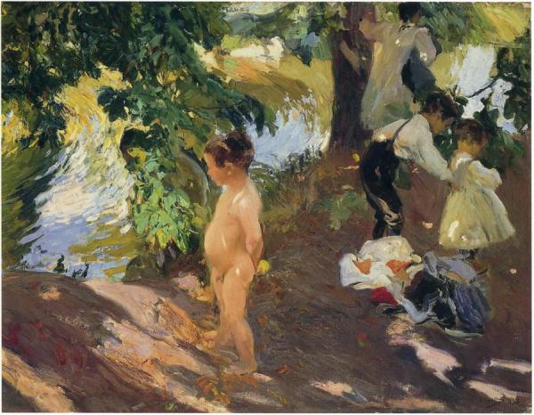 Bathing At La Granja by Joaquín Sorolla