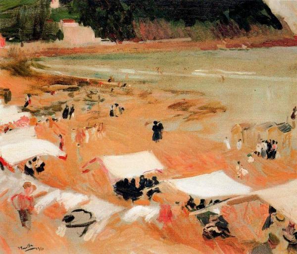 Beach At Zarauz by Joaquín Sorolla