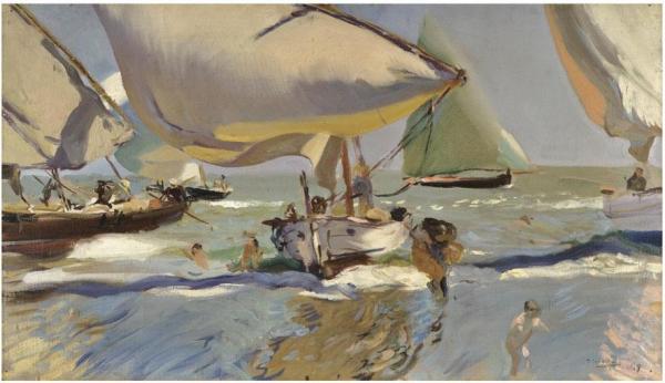 Boats On The Beach by Joaquín Sorolla