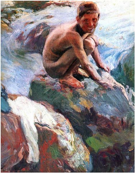 Boy On The Rocks, Javea by Joaquín Sorolla
