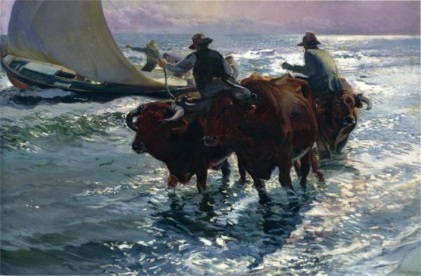 Bulls In The Sea by Joaquín Sorolla