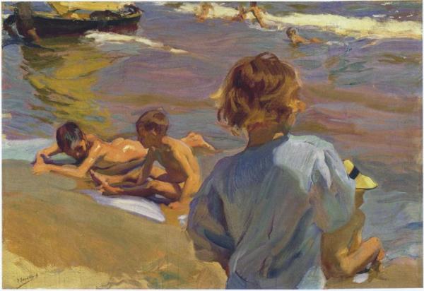 Children On The Beach, Valencia by Joaquín Sorolla