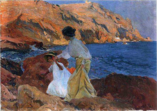 Clotilde And Elena On The Rocks At Javea by Joaquín Sorolla
