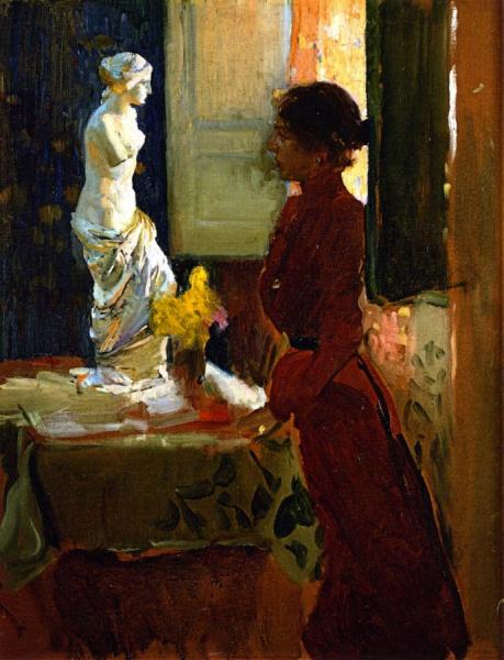 Clotilde Contemplating The Venus De Milo by Joaquín Sorolla