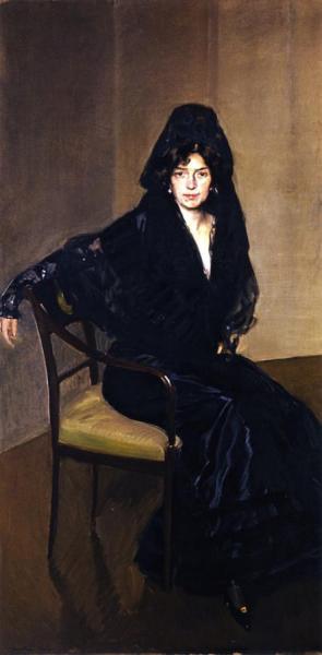 Clotilde In Black by Joaquín Sorolla