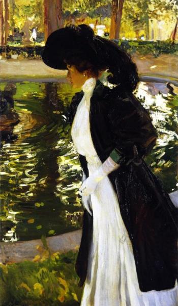 Clotilde Strolling In The Gardens Of La Granja by Joaquín Sorolla