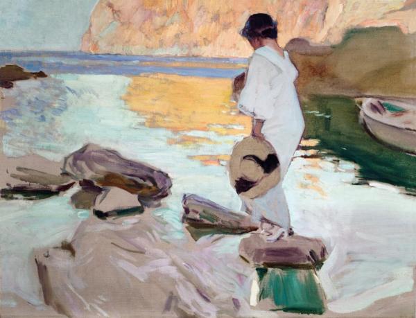 Elena In Cove, San Vicente At Majorca by Joaquín Sorolla