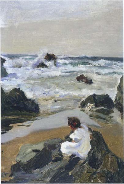 Elenita At The Beach, Asturias by Joaquín Sorolla