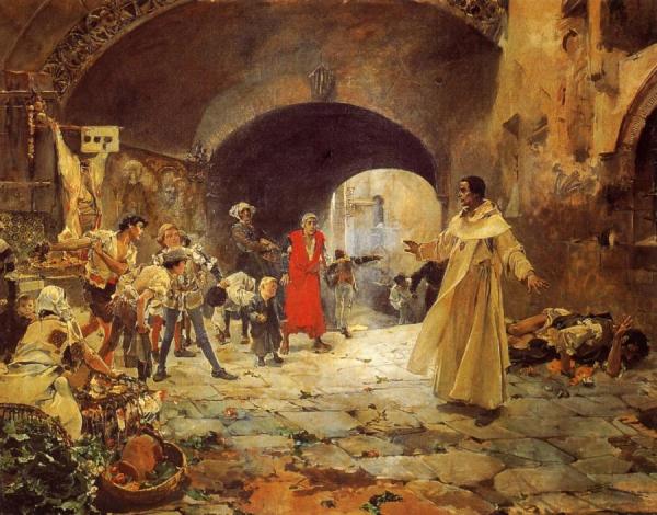 Father Jofré Protecting A Madman by Joaquín Sorolla