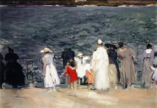 Figures On The Breakwater, San Sebastian by Joaquín Sorolla