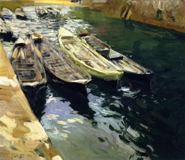 Fishing Boats, Port Of Zarauz by Joaquín Sorolla