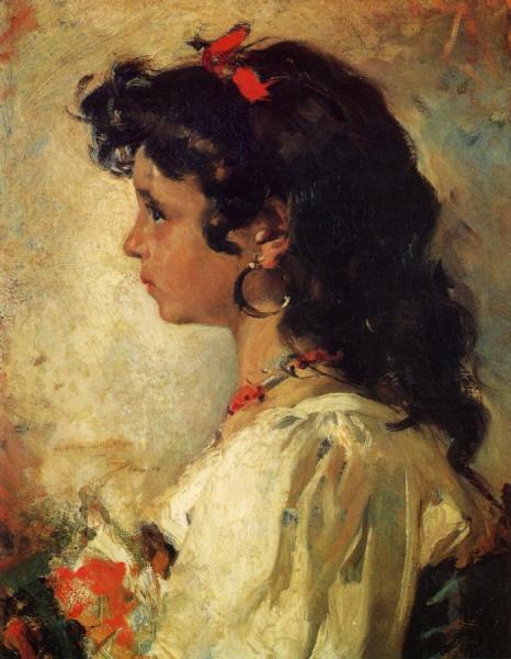 Head Of An Italian Girl by Joaquín Sorolla