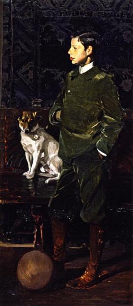 Juaquín Sorolla Garcia And His Dog by Joaquín Sorolla