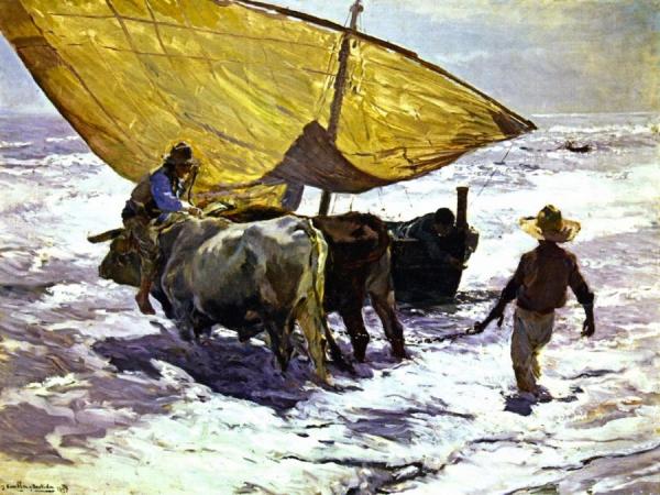 Landing The Boat, Valencia by Joaquín Sorolla