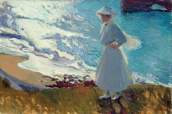 Maria At The Beach, Biarritz by Joaquín Sorolla
