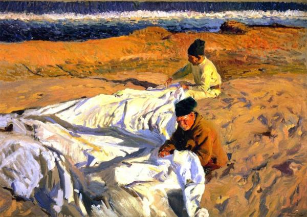 Mending The Sail by Joaquín Sorolla