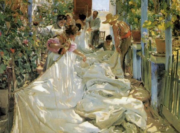 Mending The Sail by Joaquín Sorolla